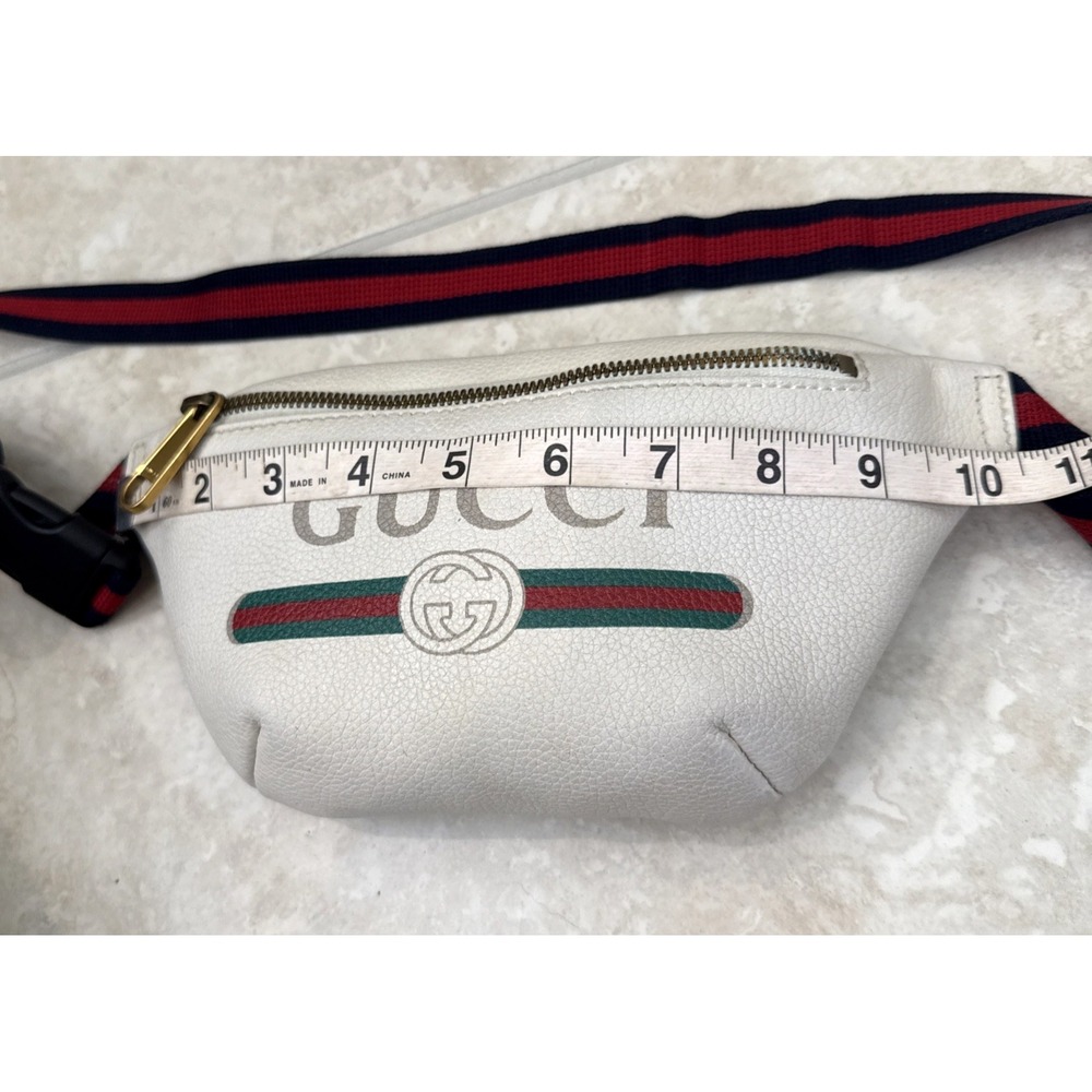 Authentic VTG Gucci Print Belt Bag Belt Logo Ivory Leather Bumbag Luxury - Picture 7 of 12